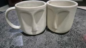 Unique Face Ceramic Mugs - Set of 2