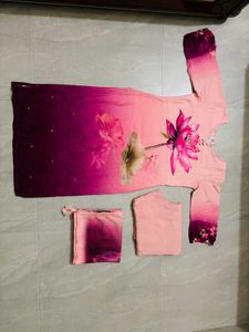 Beautiful Pink Floral Kurta Set