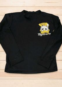 Black Long Sleeve T-Shirt with Cartoon Print