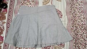 Gray Pleated Mini Skirt