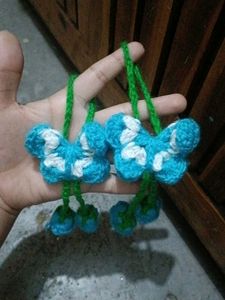 Handmade Crochet Butterfly Hair tie / keychains