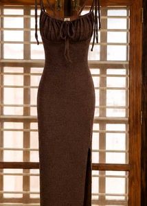Y2K Brown Textured Dress