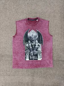 Acid wash Graphic Print Sleeveless Tee