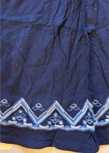 Navy Embroidered Sleeveless Dress