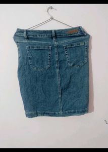 Pearl Embellished Denim Skirt