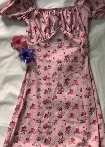 pink floral mini dress