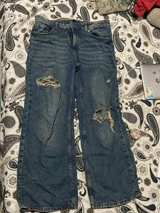 Ripped Wide Leg Jeans