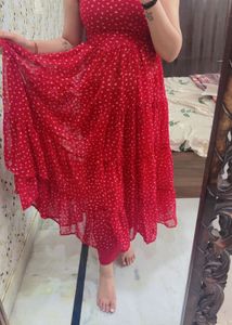 Red Polka Dot Maxi Suit with pants