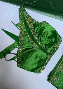 2 blouse Emerald Green Lehenga Choli Set