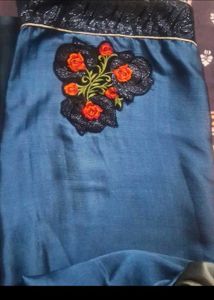 Elegant Black Saree with Floral Embroidery