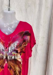 V-Neck Butterfly Print Top