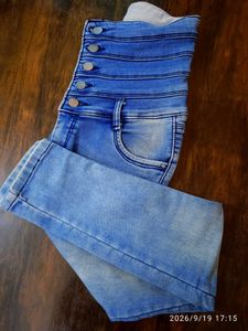 High Waisted Blue Denim Jeans