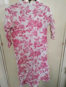 Pink Floral Print Kurta