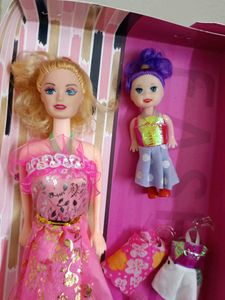 Vintage Barbie Doll - Pink Dress With Baby