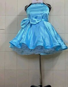 Stunning Blue Satin Halter Dress