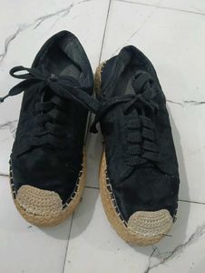 Stylish Black Espadrille Sneakers