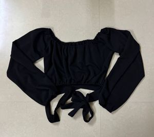 Black Square Neck Crop Top