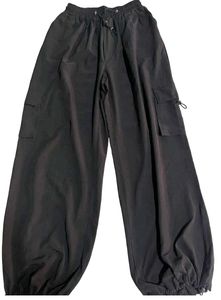 Black Cargo Parachute Pants