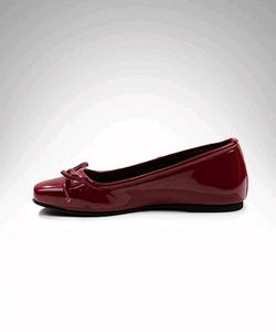 Shiny Red Bow Ballerina Flats