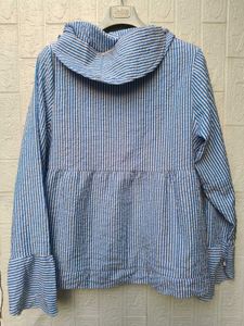 New with tag Chic Striped Zip-Up Hoodie Shirt