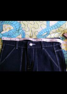 Black Cargo Pants with White Stitching