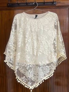 Elegant Off-White/ Cream Lace Party Top