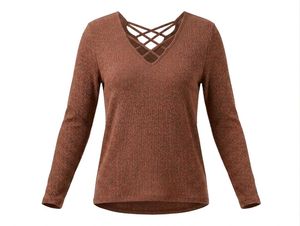 CLEARANCE SALE!!😝🥳Brown Lace-Up Neck Top