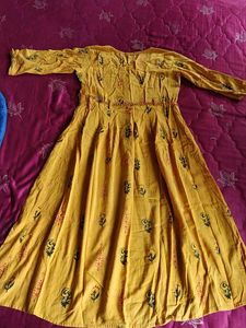 Yellow Printed Kurta/Kurti