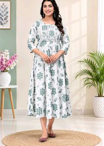 Green Printed Kurta for Women-XXL
