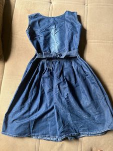 Blue Denim Fit &amp; Flare Dress