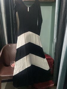 Chic Black & White Striped Maxi Dress