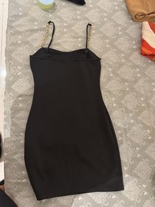 Chic Black Chain Strap Mini Dress