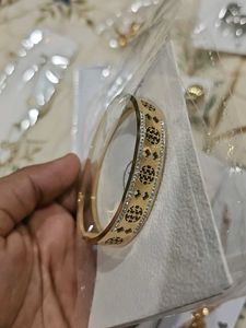 Gold Tone Bangle with Rhinestones
