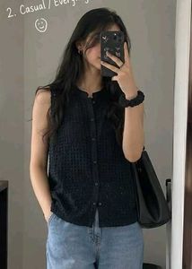 Stylish Sleeveless Eyelet Top