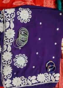 ✨ Elegant Purple Embroidered Saree | Beautiful Par