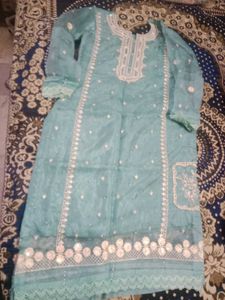 Elegant Blue Embroidered Kurta Set