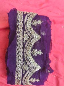 Embroidered Purple Fabric Scarf