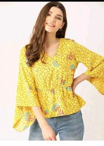 Vibrant Yellow Floral Print top
