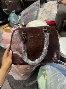 Lino Perros Brown Croc Embossed Handbag