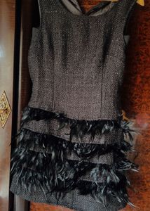 Black Feather Trimmed Dress