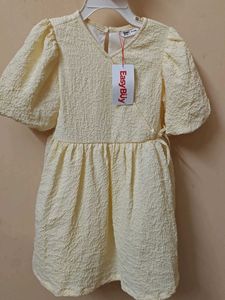 New Cute Yellow Textured Dress