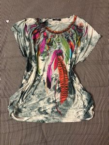 Bohemian Feather Print Tunic Top