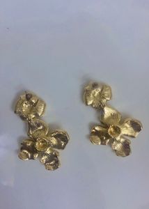 Gold Flower Dangle Earrings