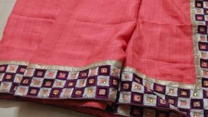 Elegant Pink Saree with Embellished Border