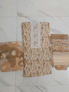 Designer Cotton Kurta Set with Dupatta
