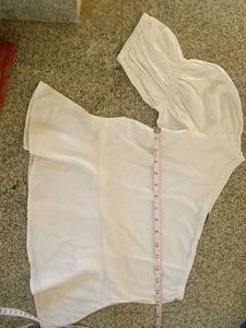 White one shoulder puff Top