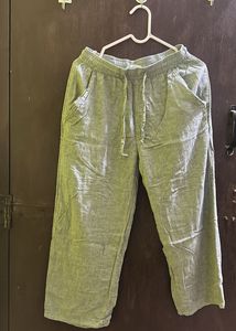 Linen Drawstring Cropped Pants