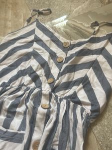 Striped Button-Front Midi Dress