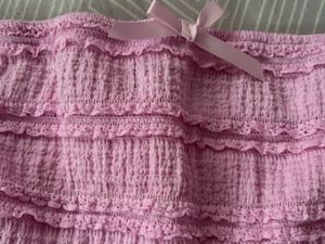 Pink Strapless Smocked Mesh Top