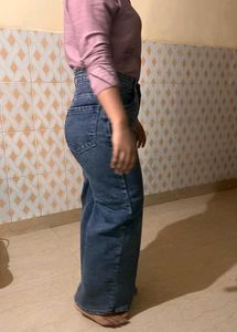 Wide Leg Blue Denim Jeans
